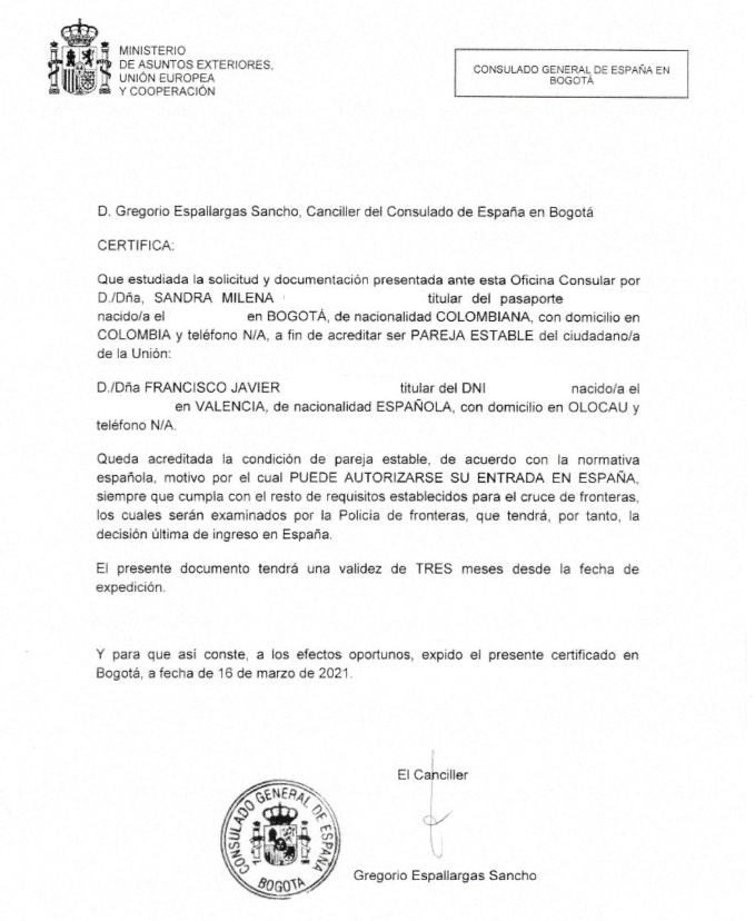 Certificado permiso turista